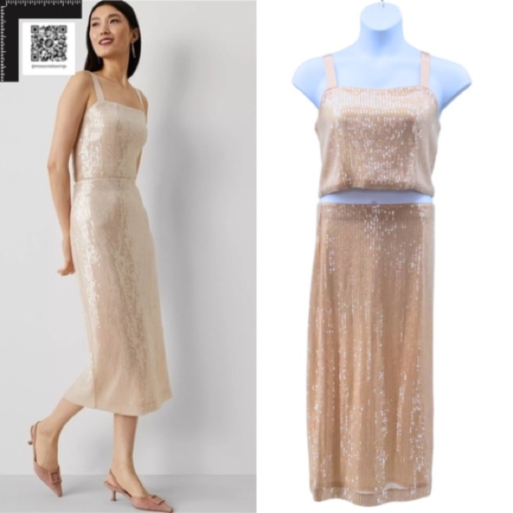 Size 10 - NWT - Champagne Sequin Crop Tank - Ann Taylor Studio Collection
